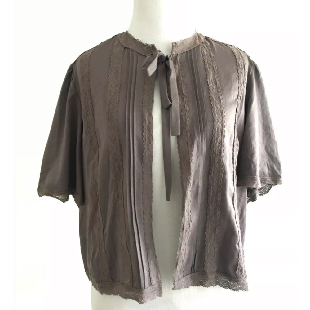 Free People | Womens Lace Shrug Top Size S Bell Sleeves Loose Fit Crewneck